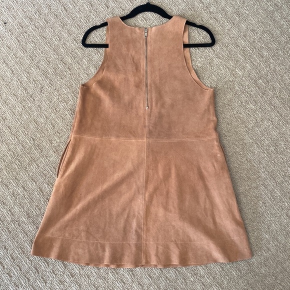 Free People Retro Love Suede Genuine Leather Mini Fit Flare Shift Dress size XS - Picture 11 of 14